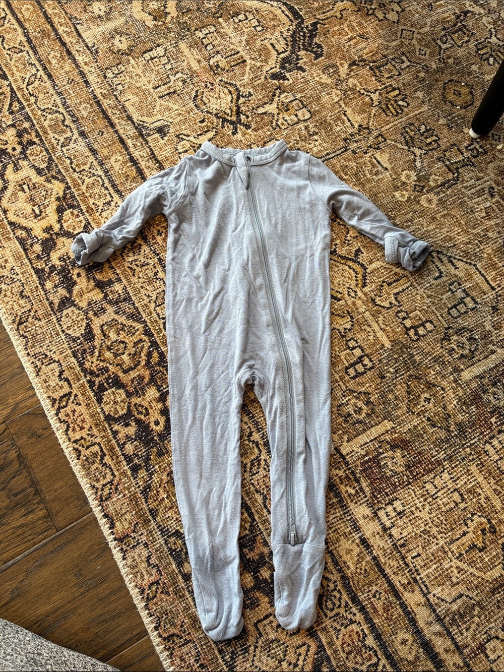 Kyte BABY slate blue Footed Zipper One-Piece